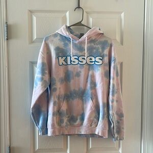 Tie-Dye Hoodie with 'Kisses' Logo